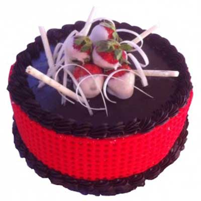 "Red joconde sponge topped cake - 1.5kgs - Click here to View more details about this Product
